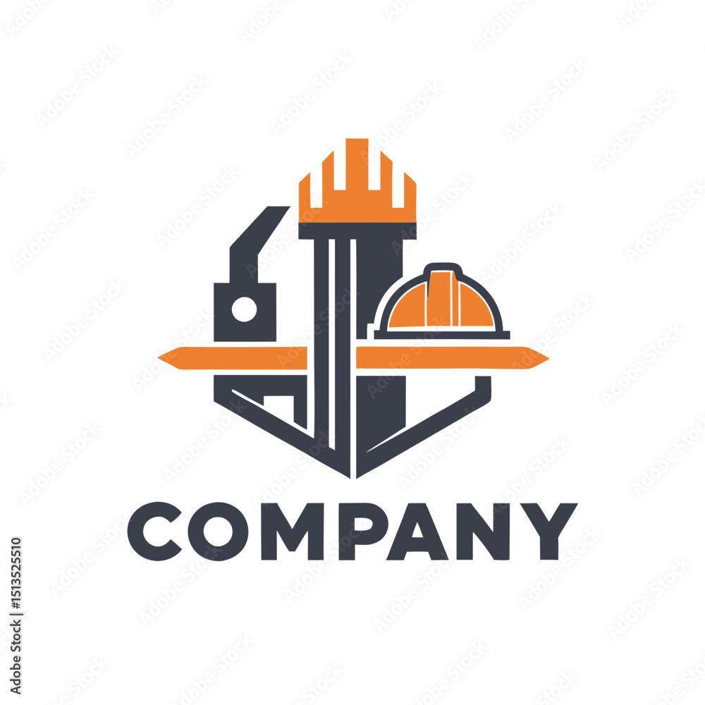 Naklejka premium Abstract construction company logo design with hardhat elements