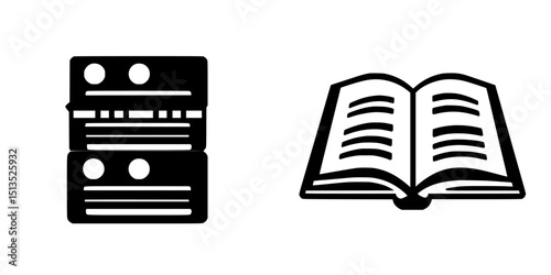 Vector icons depicting a credit card and an open book representing finance and education concepts for digital applications