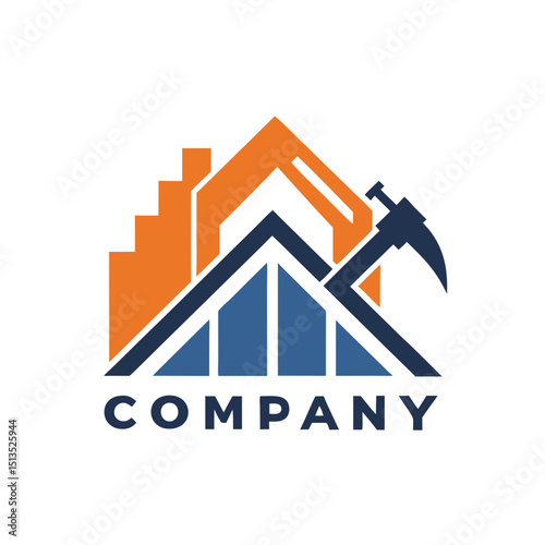Construction or Real Estate Company Logo Design with Pickaxe
