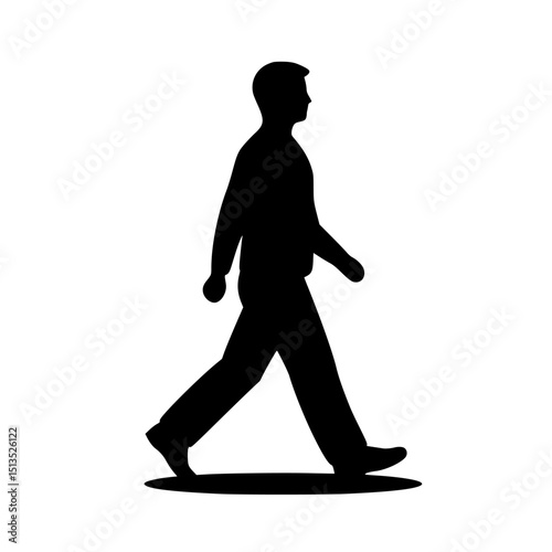 Vector icon depicting a person walking confidently along a pathway, emphasizing movement and activity in a minimalist design