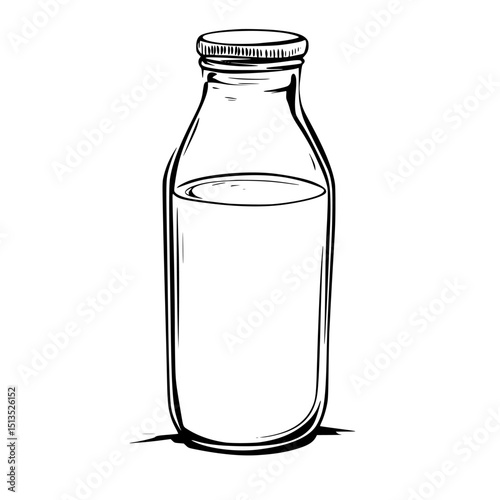 Black vector icon depicting a glass milk bottle with a lid, symbolizing purity and freshness in dairy products and nutrition