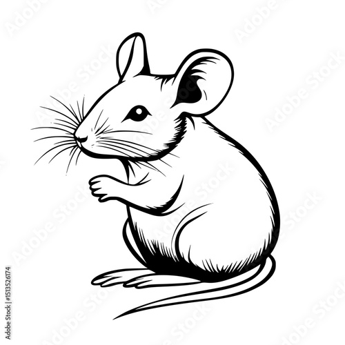 Black vector icon of a mouse in a side profile position, showcasing its distinct features and simple design style