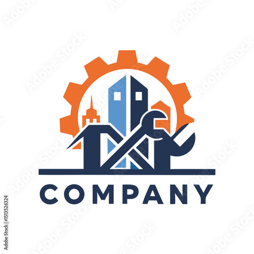 Construction and repair company logo vector design concept