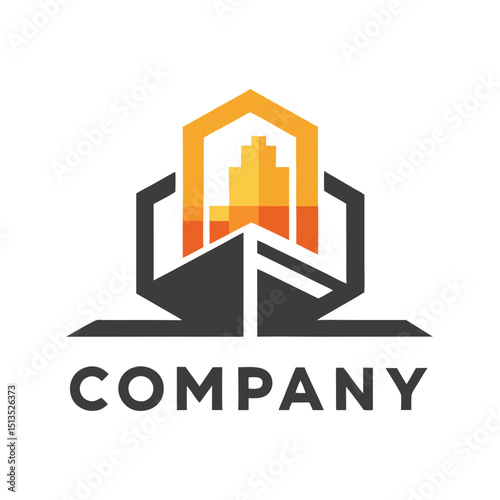 Abstract ship and city building logo vector illustration design
