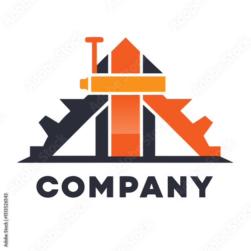 Abstract logo design with cogwheel and house shape illustration
