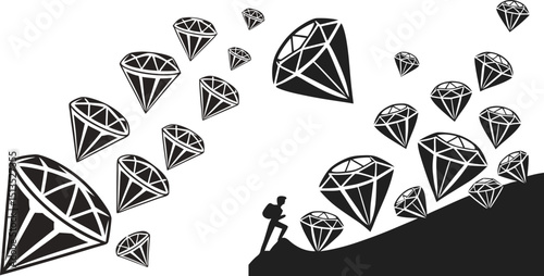 Simple elegant diamond silhouette design for digital projects, diamond, silhouette, gemstone, jewel, crystal, mineral, precious, luxury, brilliant, sparkle, black,