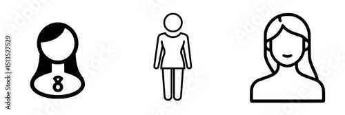 Various black vector icons representing different human figures and profiles showcasing diverse expressions and appearances
