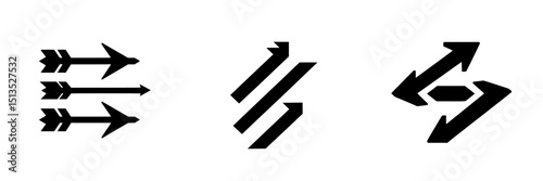 Free Download Three black vector icons representing directional arrows illustrating various movement concepts and navigation designs - GFXLoad