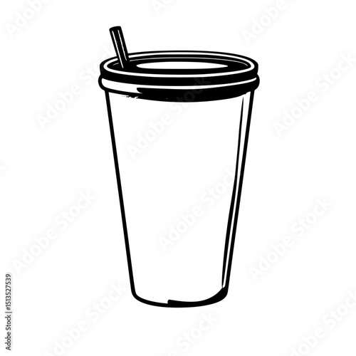 Vector icon of a disposable drink cup with straw designed for easy recognition and use in various projects