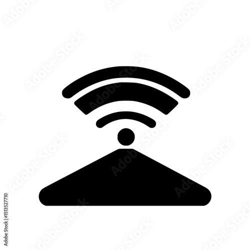 Modern black vector icon of a wireless signal emanating from a base, representing connectivity in a digital age