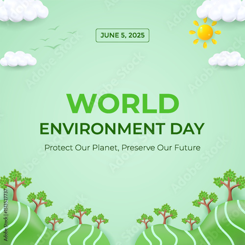 Wallpaper Mural World Environment Day Illustration Banner with Green Nature Elements Torontodigital.ca