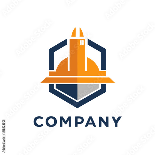 Modern construction company logo design with geometric shapes