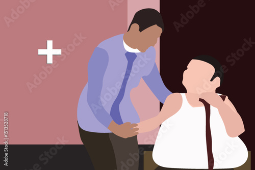 Important benefits of homecare, Homecare Services concept, A doctor helping an older person in his room, vector illustration design background