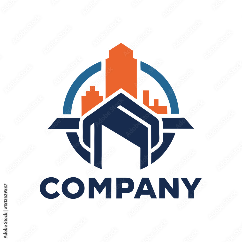 Obraz premium Modern geometric logo design showcasing real estate and construction