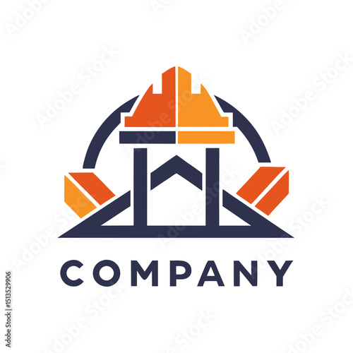 Geometric Construction Logo Icon With Building And House Shape
