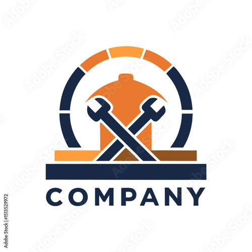 Plumbing company logo featuring hydrant and crossed wrenches