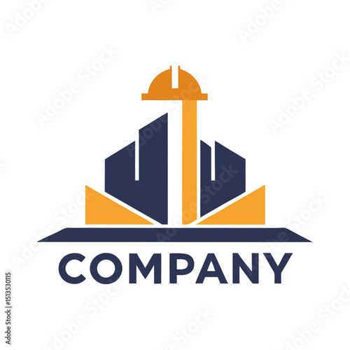 Modern construction company logo design with helmet symbol