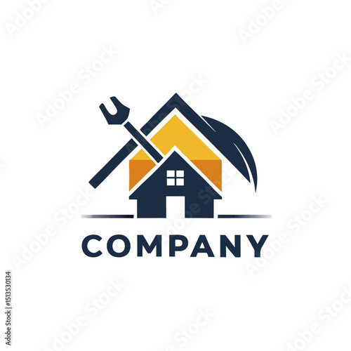House repair services logo design with tools silhouette art