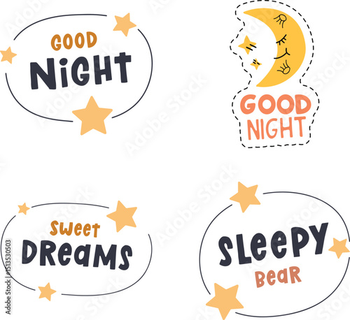  Good night, sweet dreams, sleepy bear nursery quote.