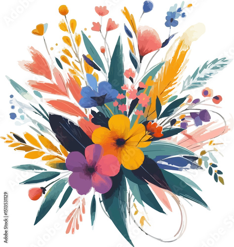Fototapeta Naklejka Na Ścianę i Meble -  Elegant Watercolor Flower Bouquet