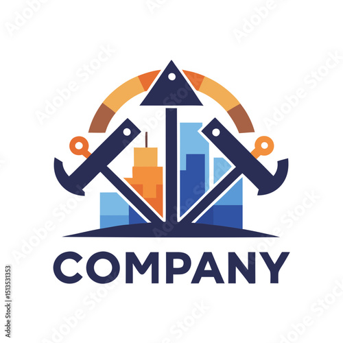 Maritime Company logo combining urban and naval elements design