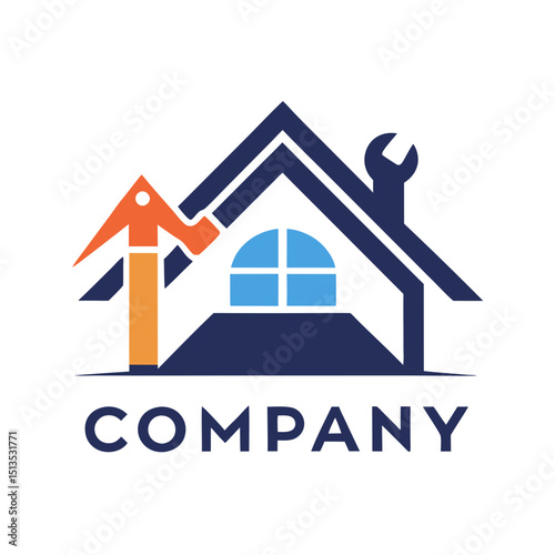 House repair and construction logo design graphic illustration concept