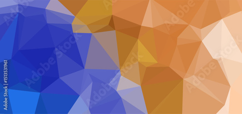 Geometric design, split blue/orange gradients