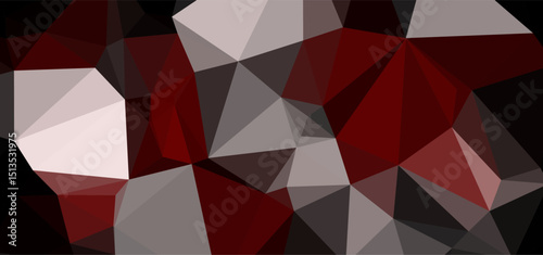 Abstract geometric polygonal pattern in reds, grays, and black