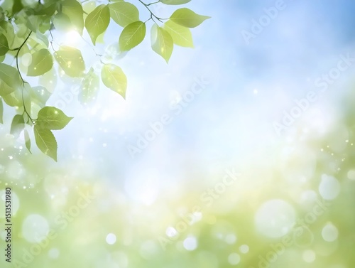 Spring or summer season abstract nature background with grass and blue sky in the back