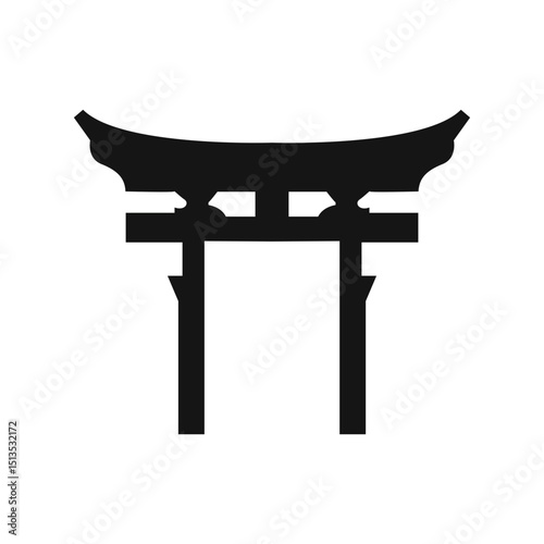 Shinto Torii BLACK Icon Symbol Sign Vector.