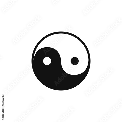 Yin Yang BLACK Icon Symbol Sign Vector.