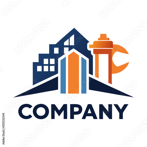 Real estate and plumbing business logo design concept illustration
