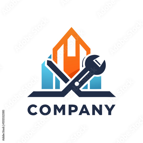 Construction and repair company logo design vector illustration