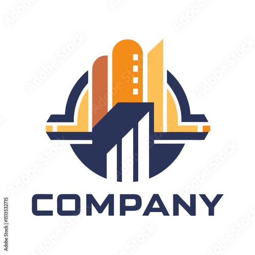 Geometric Building Logo Design for Real Estate Development Company