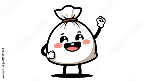 happy mochi kinchaku cartoon food character