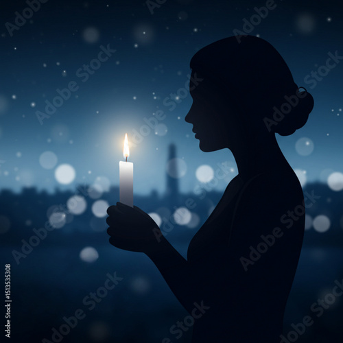 silhouette of a woman with a candle
