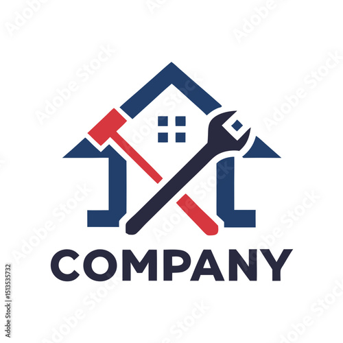 Home repair company logo design, home and tools theme