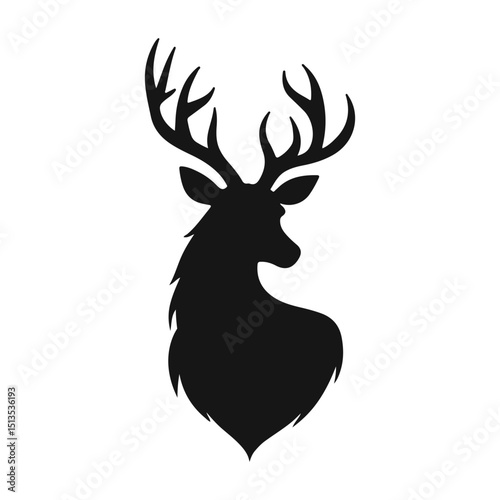 Deer head black logo silhouette vector