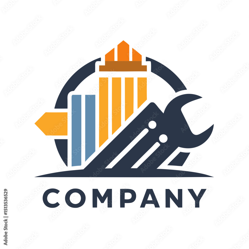 Obraz premium Abstract Construction and Repair Logo Design Template for Company