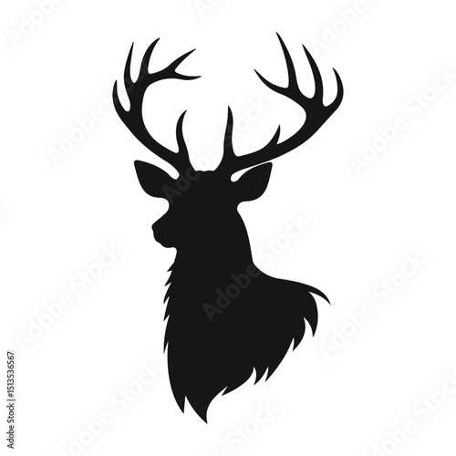Deer head black logo silhouette vector