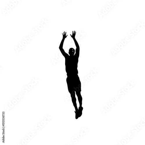 Volleyball Block Jump Vector - Straight Posture Athletic Design