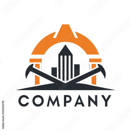 Abstract construction logo design for architecture real estate company
