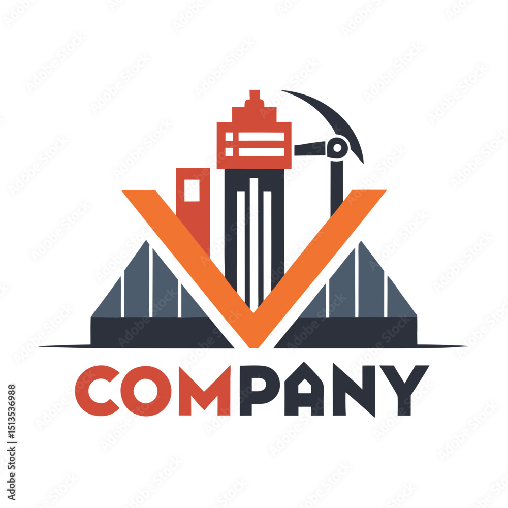 Obraz premium Geometric logo representing construction engineering and building services