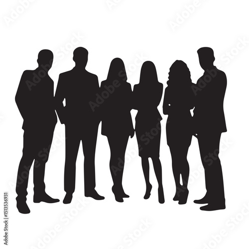 Business people, set of vector silhouettes and silhouettes of men
