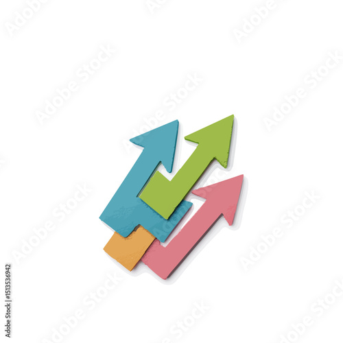 Free Download Modern Growth Arrows - Colorful 3D Felt Texture on White Background - GFXLoad