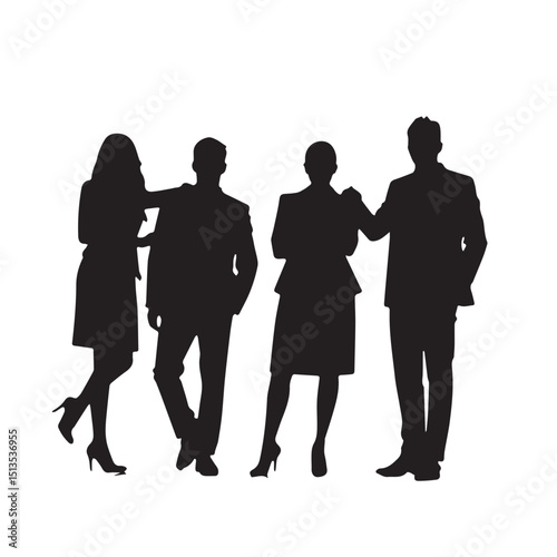 Business people, set of vector silhouettes and silhouettes of men
