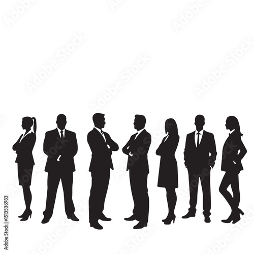 Business people, set of vector silhouettes and silhouettes of men
