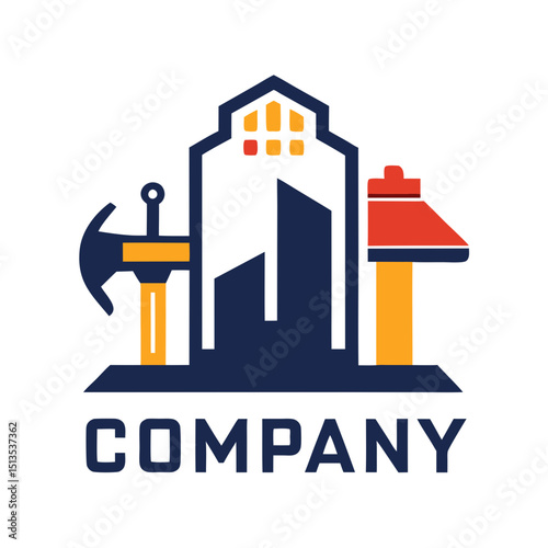 Modern company logo design with anchor and building elements