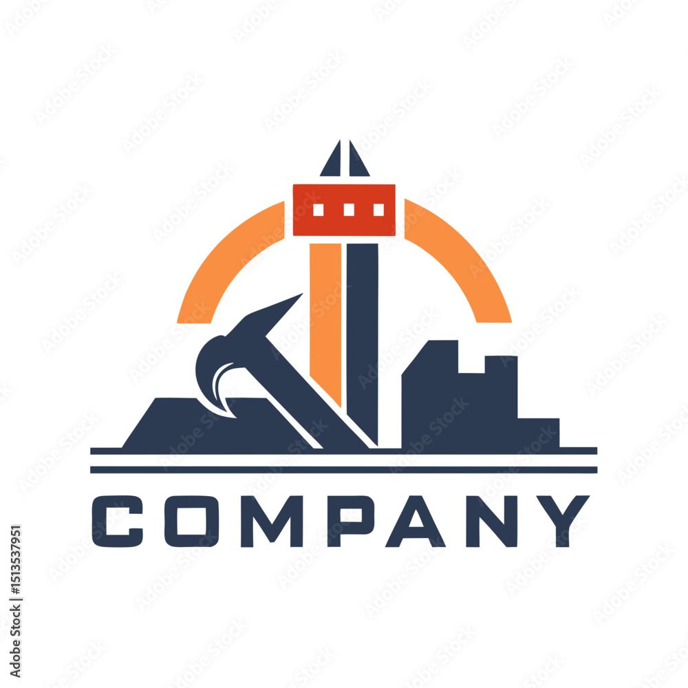 Fototapeta premium Construction company building logo vector with hammer tool