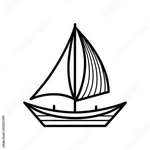 Traditional Feluca Sailing Vessel Line Art Design
